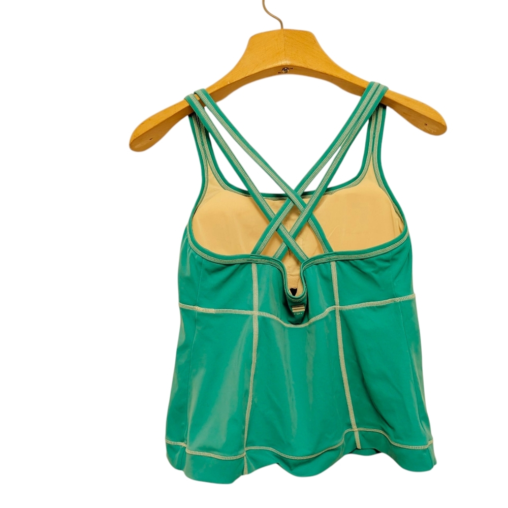 LANDS END Tankini Swimsuit Top AquaTerra Active Separates Sporty Aqua Green 14 - Picture 2 of 10